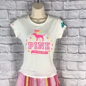 Vintage PINK Phi Beta Pink Tee rhinestones Victoria’s‎ Secret Rare Y2K